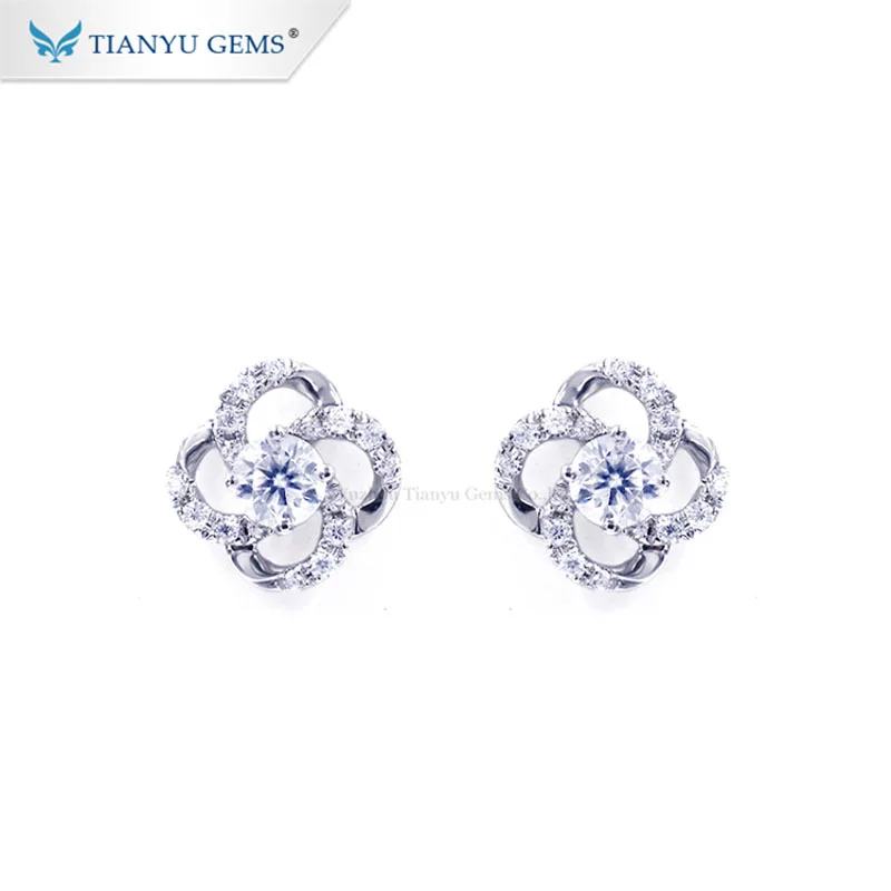 Женские серьги пусеты Tianyu гвоздики в форме цветка 10 к золотистого цвета с