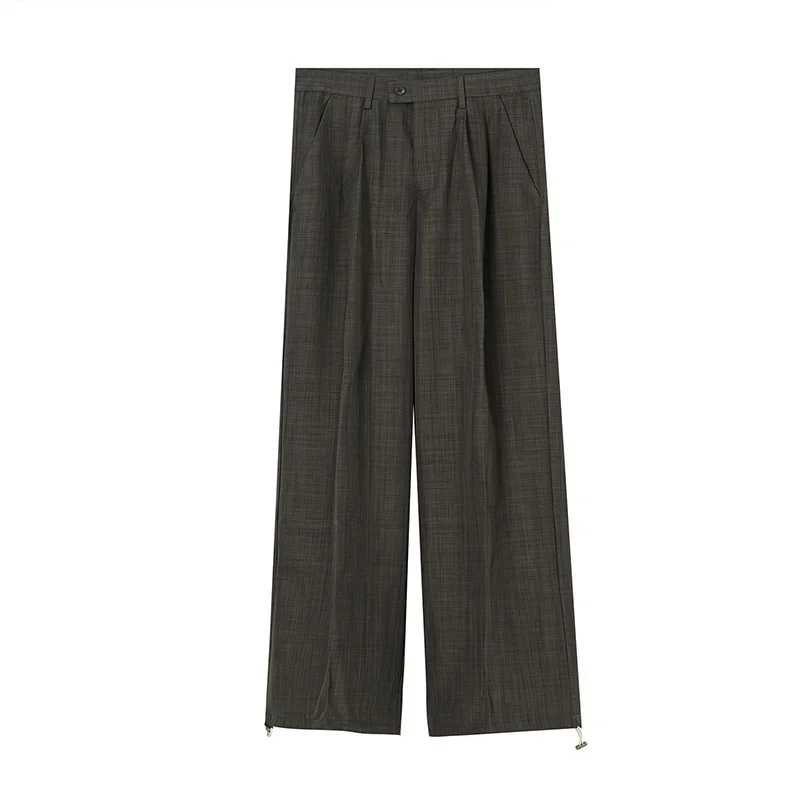 

IEFB Causal Wide Leg Suit Pants For Men 2021 Spring Summer New Mid Waist Drawstring Bottom Bussiness Trousers For Male 9Y5982