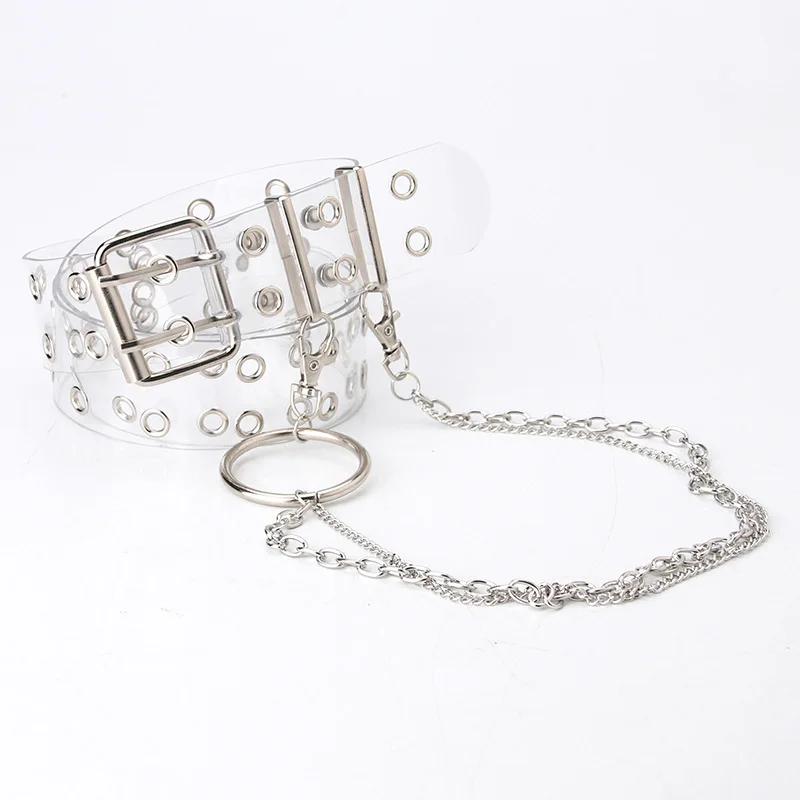 

Punk Style Chain Belt PVC Transparent Adjustable Metal Buckle Belt Waistband Fashion Cowgirl Cowboy Chain Clothing Accessories