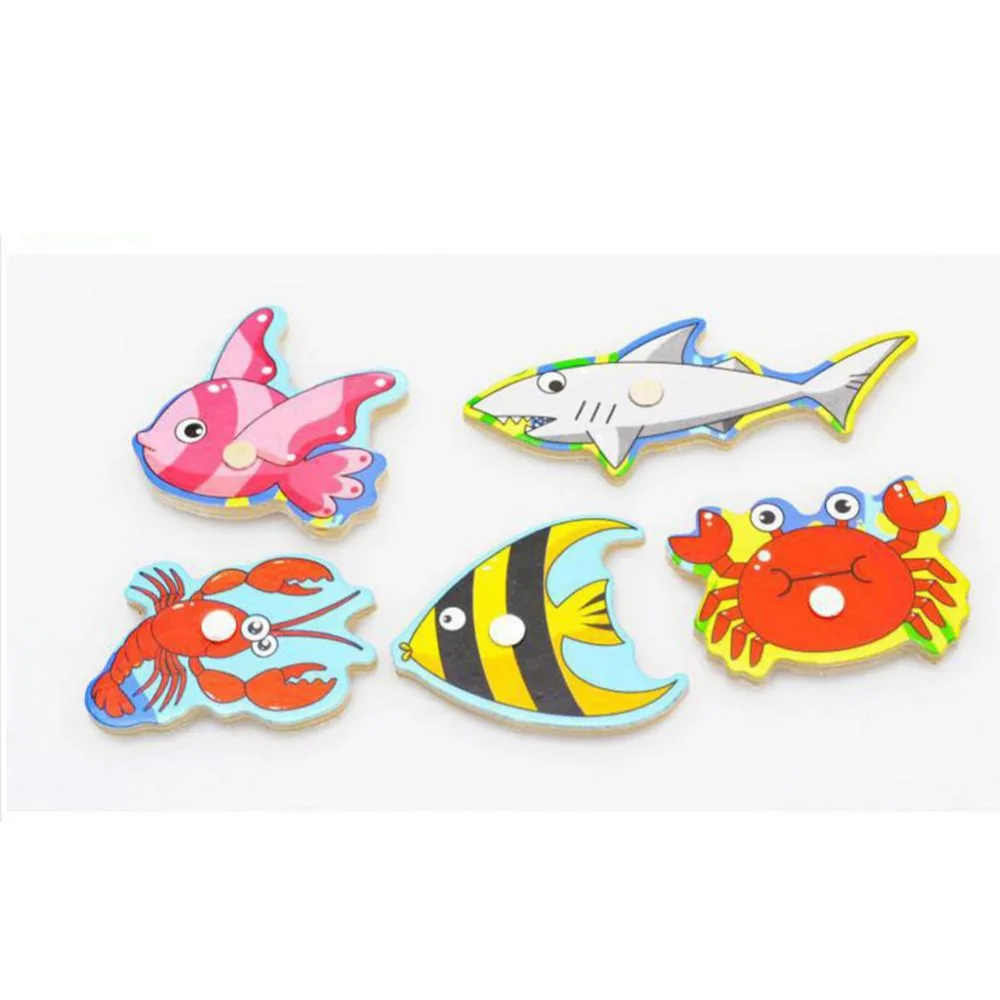 Детская деревянная Магнитная игра для рыбалки 3D пазл интересная детская