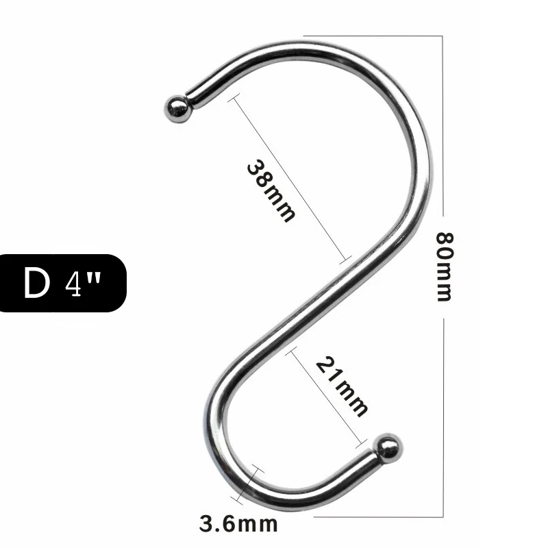 D (8cm) XZJJA 2-8 шт Металлические форменные крючки для кухни, аксессуары для ванной комнаты, подвесные стеллажи для хранения, вешалка для ключей, органайзер для мелочей, крючки для мясника - Цвет: D (8cm)