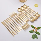 Набор столовых приборов из нержавеющей стали, матовое золото, пригодный для мытья в посудомоечной машине, ножи, вилки, ложки, набор кухонной посуды