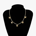 Ожерелье из сплава с золотой бабочкой женское ожерелье с подвеской-бабочкой многослойное ожерелье-чокер ювелирный подарок