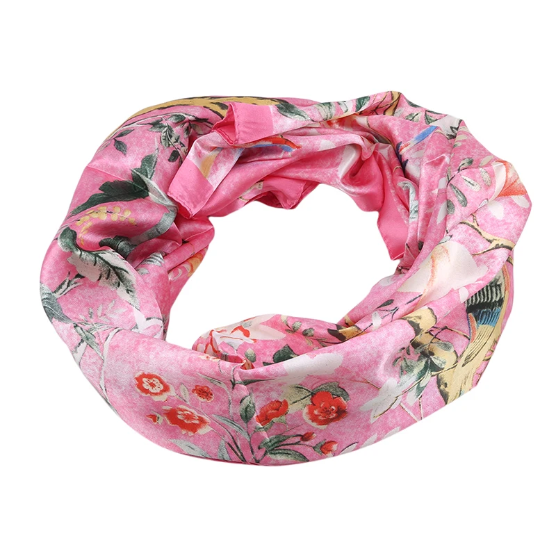 

Female Floral Print Shawls Wraps Foulard Lady Echarpe Big Hijab Neckerchief 90cm X 90cm Summer Scarf For Women Silk Scarf