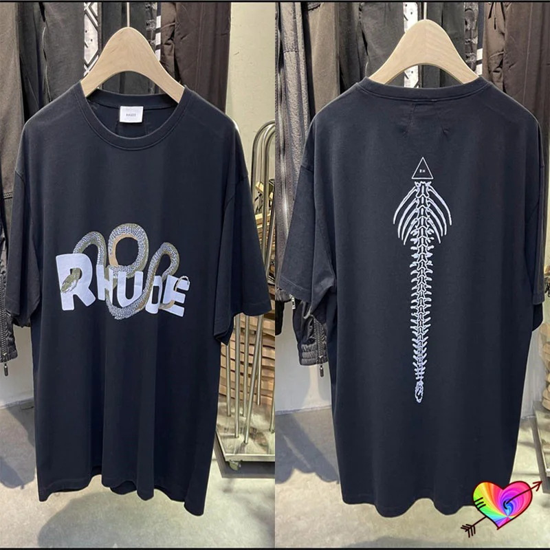 

Футболка оверсайз для мужчин и женщин, тенниска из плотной ткани с принтом змеиной кости, с коротким рукавом, 1:1, RH Mark