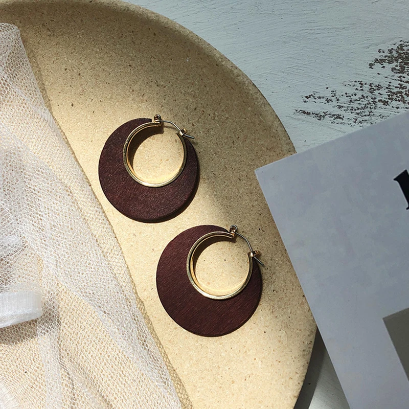 Boho стильные серьги из дерева Женские винтажные серьги для женщин Геометрические Этнические серьги-висюльки модные ювелирные изделия оптом