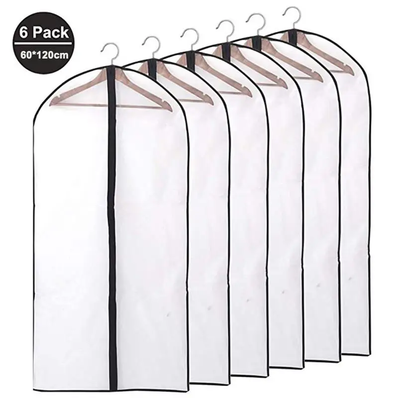 

6pcs Dustproof Cloth Cover Bags Transparent Wardrobe Storage Bag Dust Cover Clothes Protector Garment Suit Coat Dust Cover
