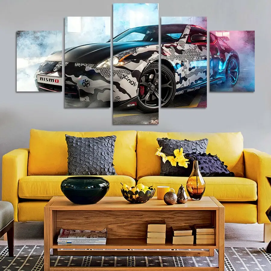 

No Framed Racing 370z NISMO Car 5 pieces Home Decor Modular Pictures Modern Canvas Paintings Printed Wall Art