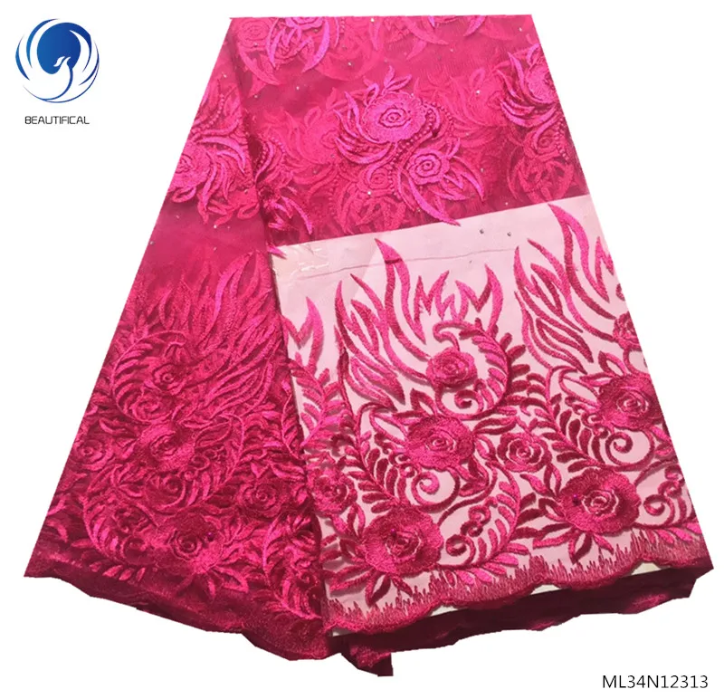 Красивые африканские кружевные ткани зеленые тюлевые шнурки Стразы для женщин 5