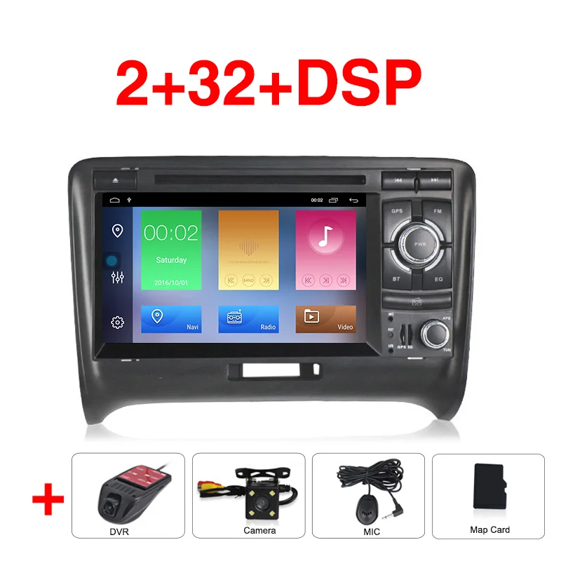 MEKEDE HD 1024x600 Android 9 2 DIN автомобильный DVD gps для Audi TT MK2 8J 2006 2007 2008 2009 2010 2011 2012 мультимедийный плеер радио - Цвет: 32G