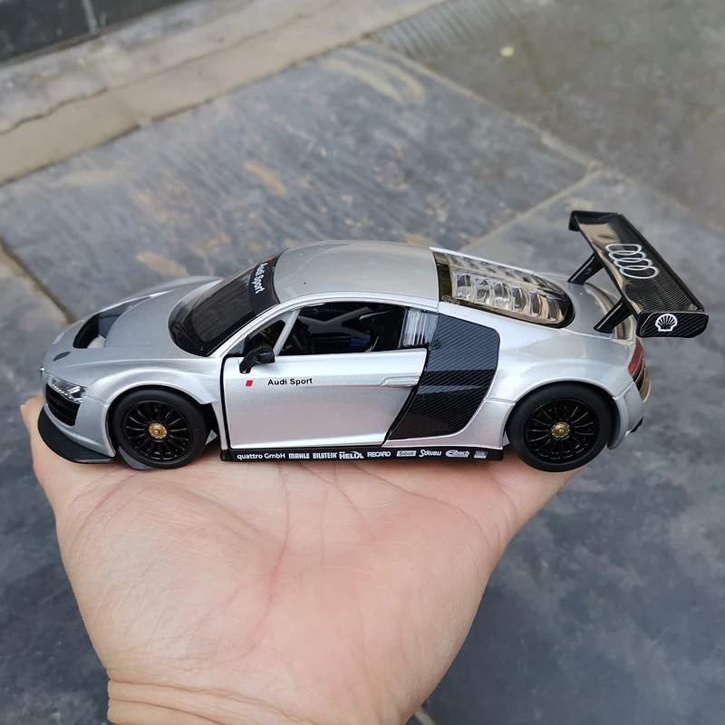 

Модель спортивного автомобиля Audis R8Lms, 1:32, модель со звуком и светильник, две двери, литый под давлением автомобиль, коллекционные подарки, иг...