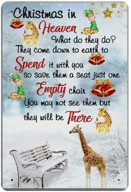 

Christmas in Heaven Novelty Parking Retro Metal Tin Sign Plaque Poster Wall Decor Art Shabby Chic Gift