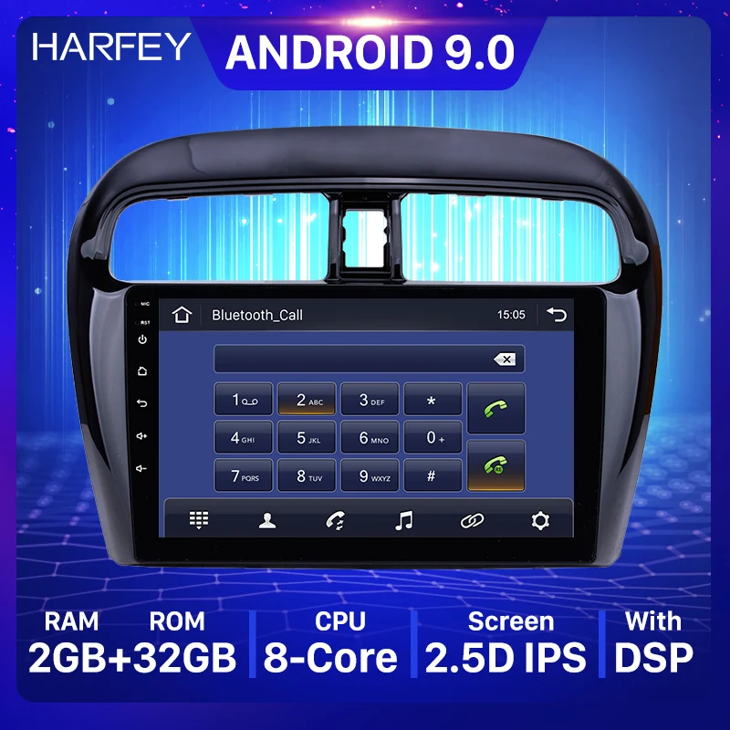 Автомобильный мультимедийный плеер Harfey 9 дюймов Android 0 для Mitsubishi Mirage 2012-2016