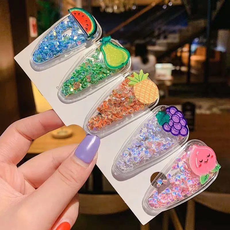 5Pcs/Set Sunflower Hair Clips For Women Friut Acrylic Hairpin Circle Rectangle Bb Children Girls Kids Accessories - купить по