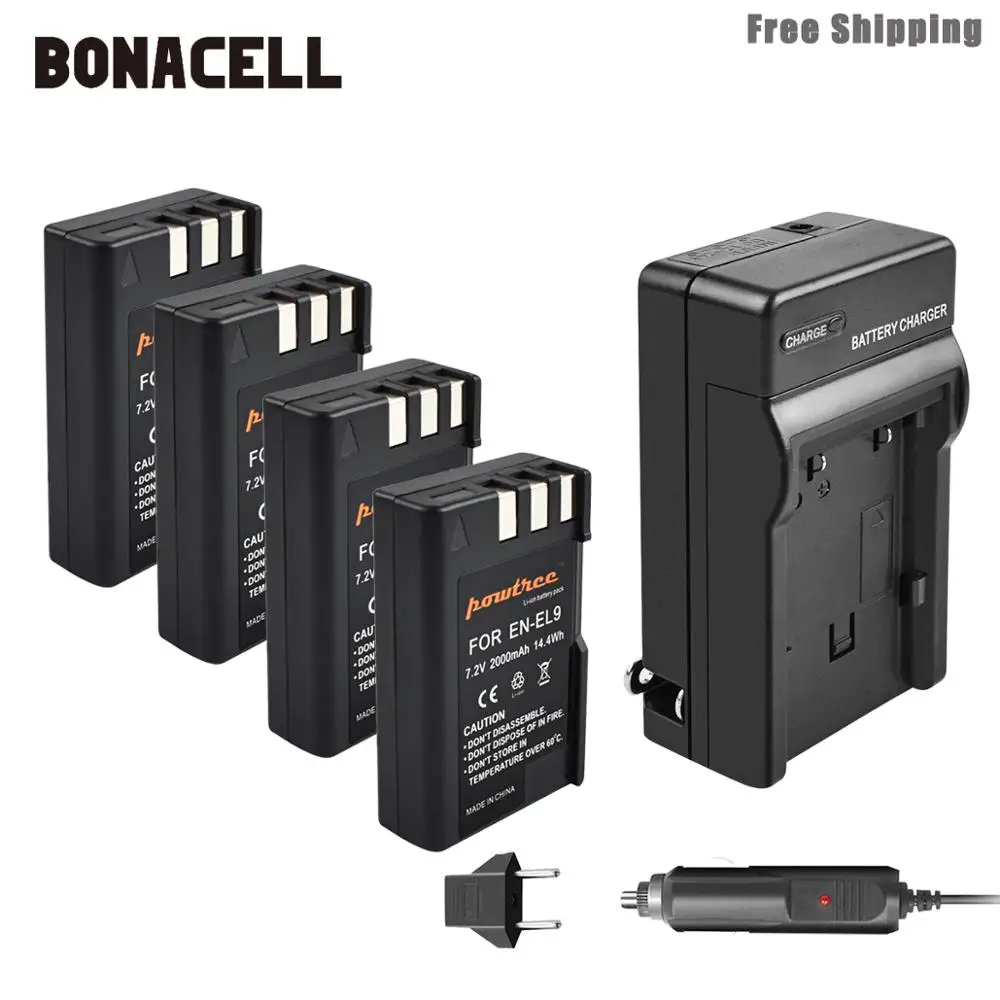 Bonacell 2000 мА/ч, EN-EL9 RU EL9 EN-EL9a RU EL9a EL9a Камера Батарея+ Зарядное устройство AKKU для Nikon EN-EL9a D40 D60 D40X D5000 D300 L50