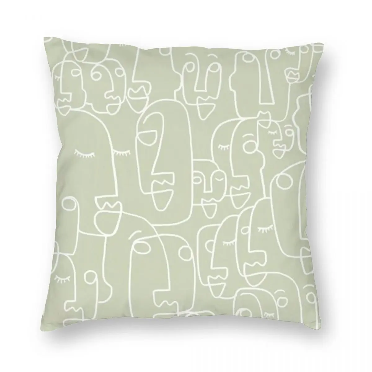 

Sage Green Square Pillowcase Polyester Linen Velvet Pattern Zip Decor Pillow Case Home Cushion Cover 18"
