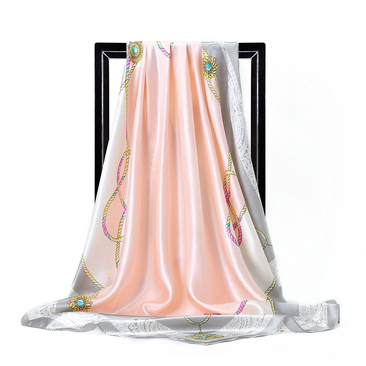 2021 Элитный бренд 90 см бандана натуральным ткани шелковый шарф Мусульманский