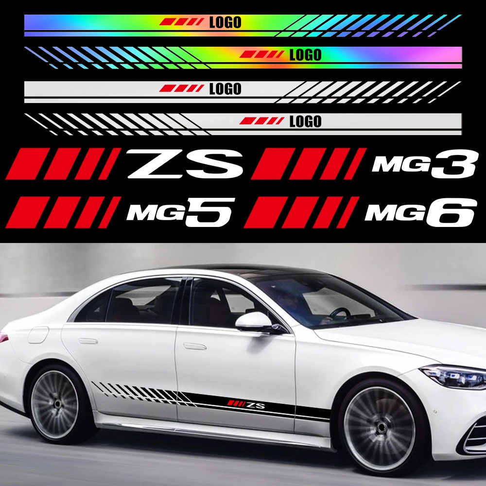

2PCS Car Styling Door Side Skirt Stripes Stickers Decals For MG ZS MG 3 MG 5 MG 6 MG 7 GT HECTOR HS Auto Exterior Accessories