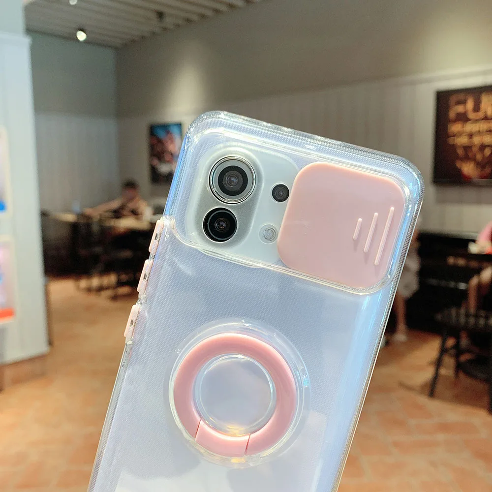 Прозрачный чехол с кольцом-держателем для объектива камеры Xiaomi Redmi Note 10 9 Pro Mi 11 Lite