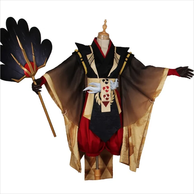 Костюм для косплея Onmyoji Taitengu кимоно с черными и золотыми перьями женщин ролевых