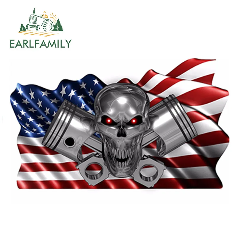 EARLFAMILY 13 см x 7 США черно белый флаг череп и поршни лодка автомобиль грузовик