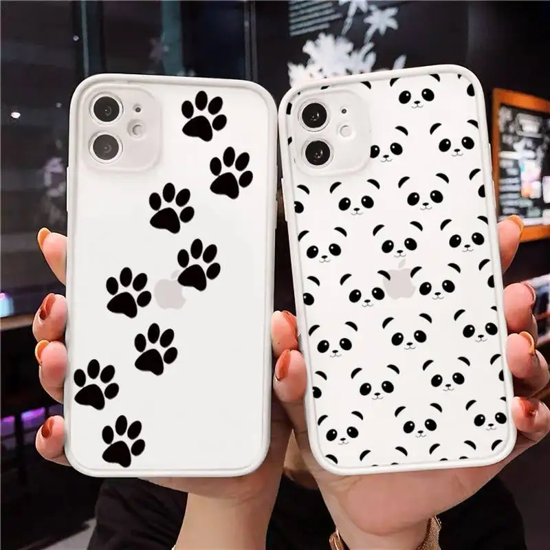 

Cute Cartoon panda Phone Case Clear matte transparent For white iPhone 7 8 x xs xr 11 12 pro plus max mini Funda