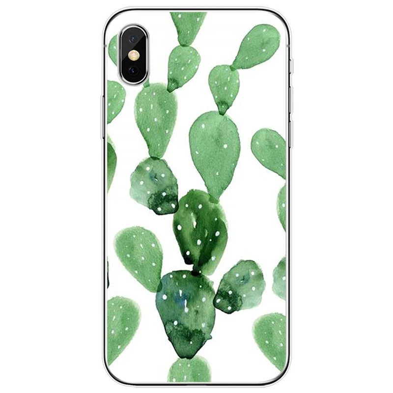 Зеленый чехол кактус Мягкий Силиконовый ТПУ для iPhone 5 5S SE 6 6plus 7 8 plus X XS XR Max 11 |