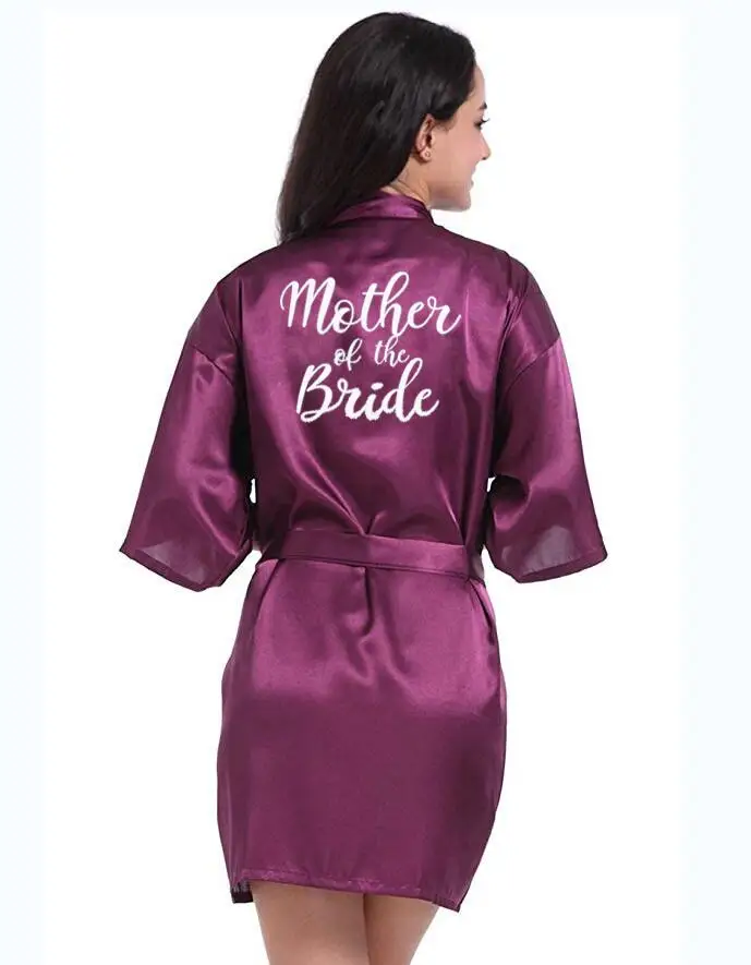 purple mother bride Темно-фиолетовый свадебный наряд подарок для невесты получить свадебное кимоно Женский Атласный халат для бабушек свадебные платья - Цвет: purple mother bride