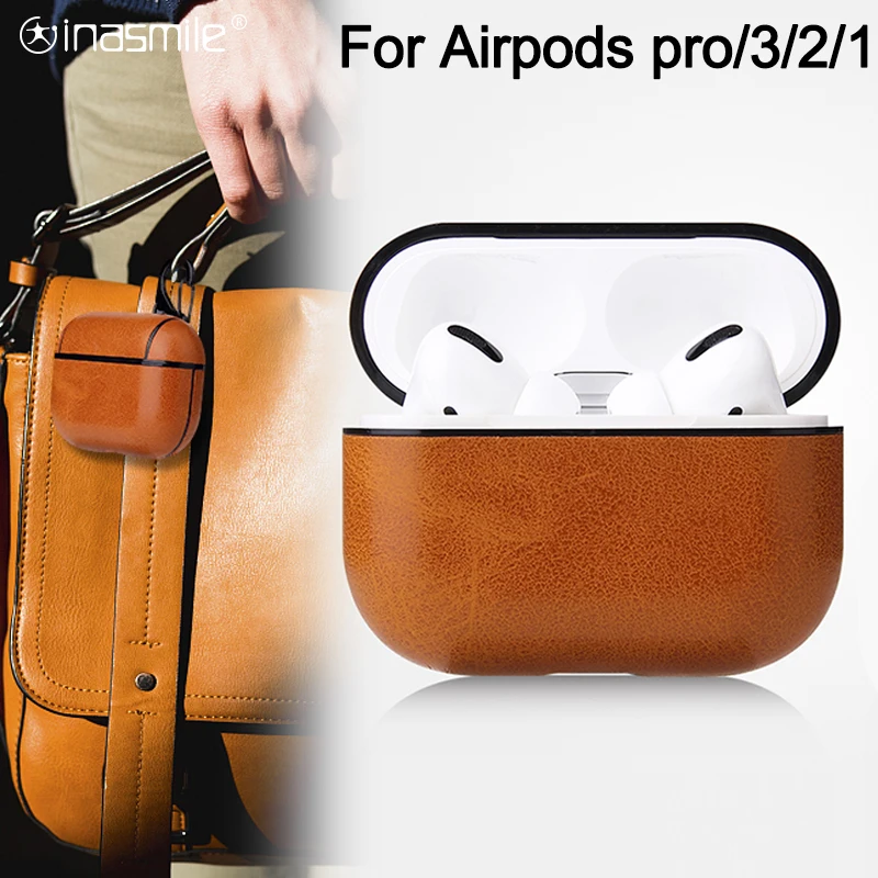Роскошный кожаный чехол для Apple Airpods Pro противоударный Air pods 3 защитный 2