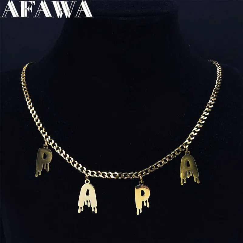 

Punk PAPA Stainless Steel Necklace Chain for Women Gold Color Letter Chokers Necklace Jewelry colgantes mujer moda N7003PAPAS01