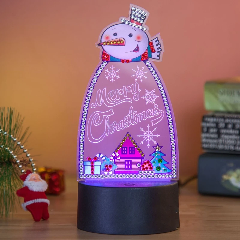 DIY алмазная живопись светильник Ник Санта-Клаус вышивка мозаика милая настольная