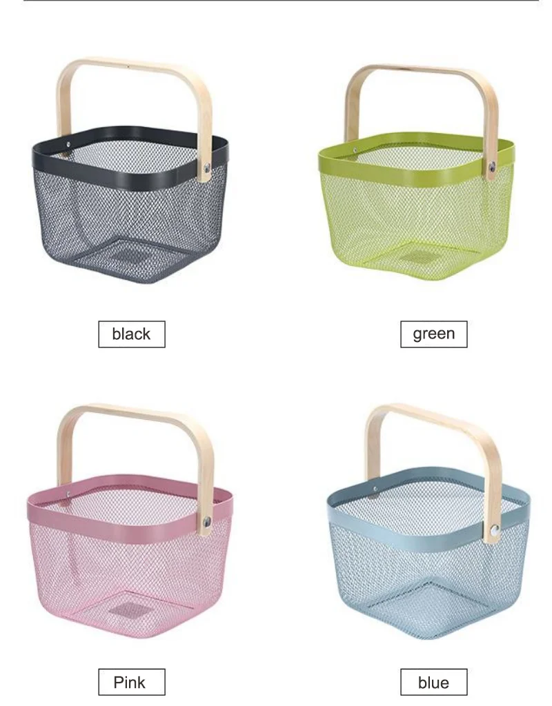 

Kitchen supplies vegetables and fruits drain basket square thick storage basket household stainless steel basket ZD