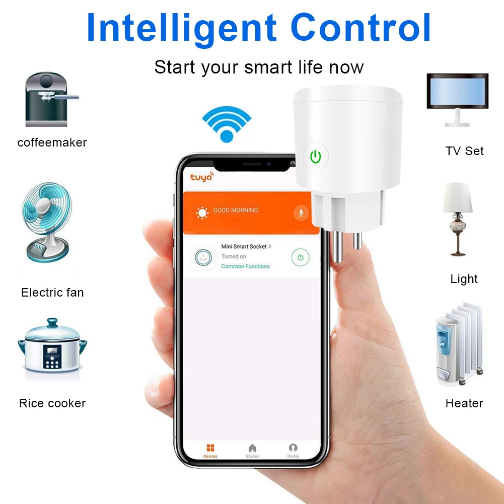 Умная розетка 10A/16A ЕС умная вилка Wifi Беспроводная работает с Google Home Alexa Голосовое