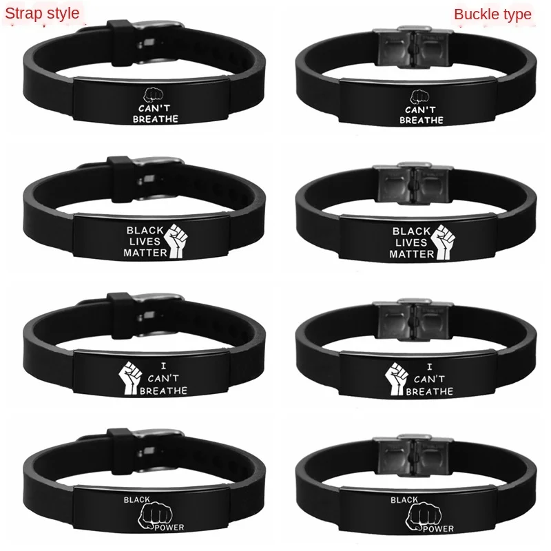 NPKDS я не могу дышать Protest Power нержавеющая сталь силиконовый браслет черный life Matter