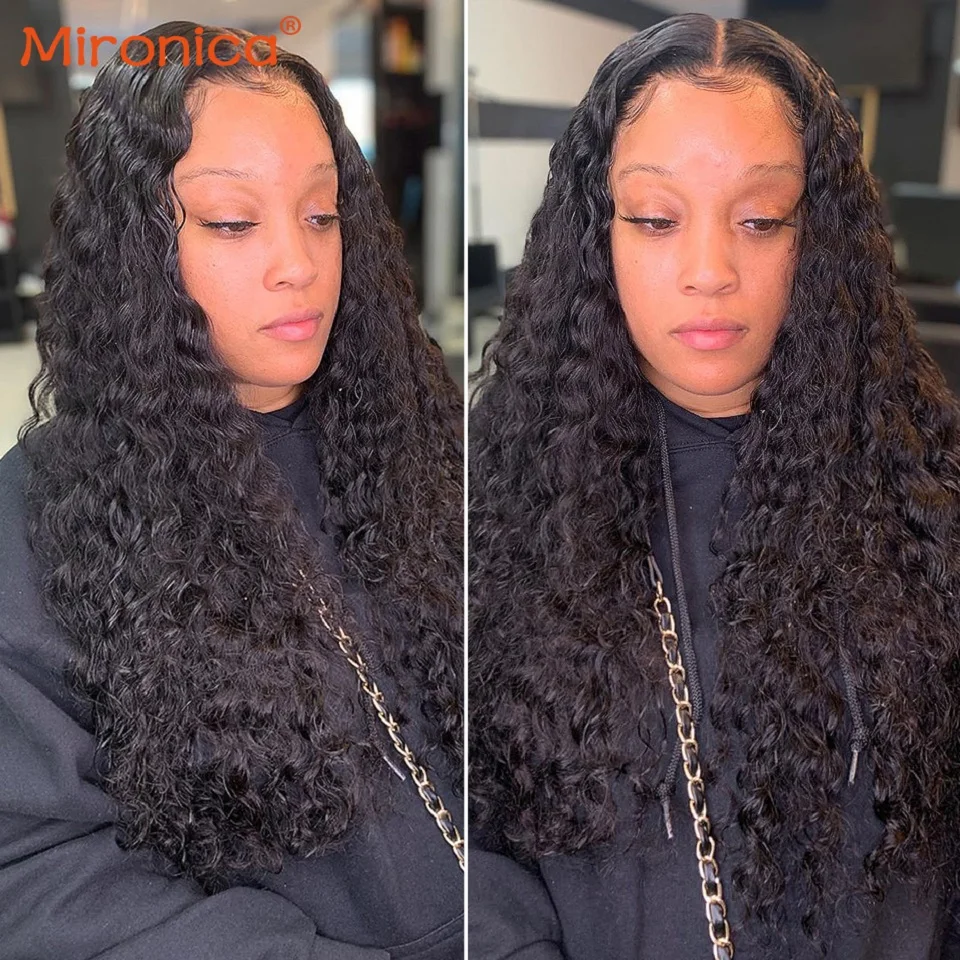 

MIRONICA Hair Brazilian Water Wave Bundles With Closure 150% Density Remy Human Hair 4 Bundles With Closure Natural Black Color