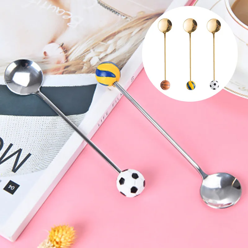 

Spherical stainless steel coffee spoon creative golden dessert spoon mixing spoon small round spoon milk small spoon S6A5339