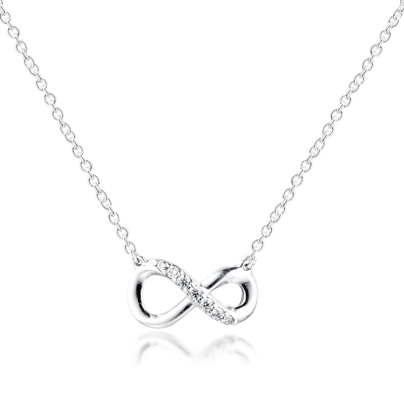 

Sparkling Infinity Collier Necklace for Women Valentine Day 925 Sterling Silver Necklaces Jewelry Female Chain Choker