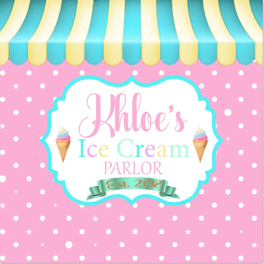 

8x8FT Beautiful Ice Cream Party White Spots Stars Personalized DIY Custom Photo Studio Background Backdrop Vinyl 10x10 10x12