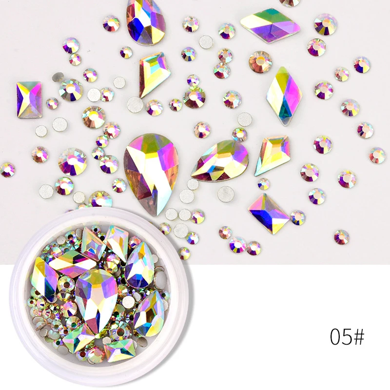 

2/3PCS Crystal Colorful Hotfix Flatback Rhinestones Nail Rhinestones for Nails 3D Nail Art Decorations Strass Gems In Wheel