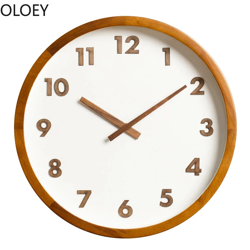 

Brief Silent Wall Clock Wood Home Decor Japanese Living Room Wall Clocks Bedroom 12 Inch Nordic Solid Office Kitchen Wall Watch