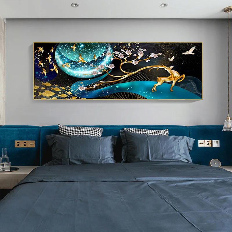 QIANZEHUI алмазная вышивка Круглый Алмазный Олень в Луне полная стразы живопись