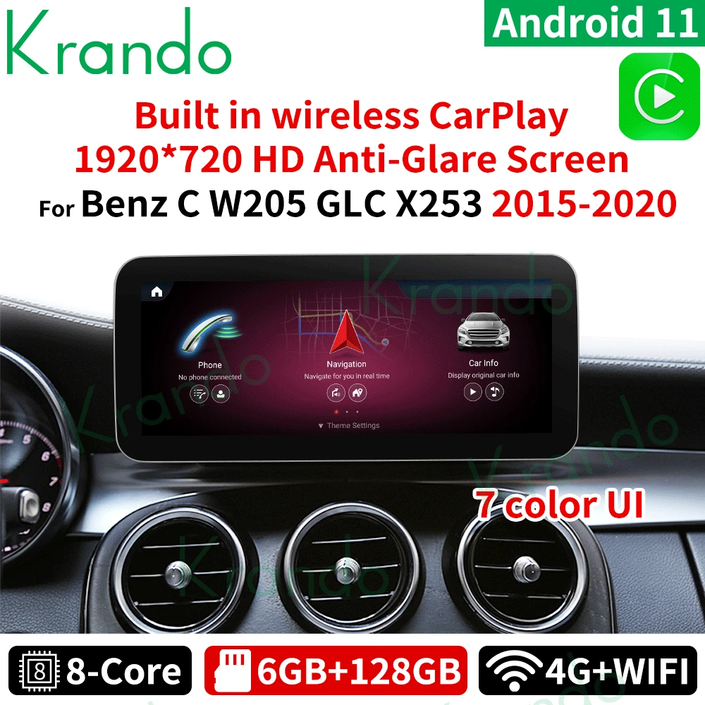 

Krando 10.25"Android 11 Car Head Unit For Mercedes Benz C W205 GLC-X25 V CLASS W446 2015-2020 6+128GB Carplay Multimedia GPS
