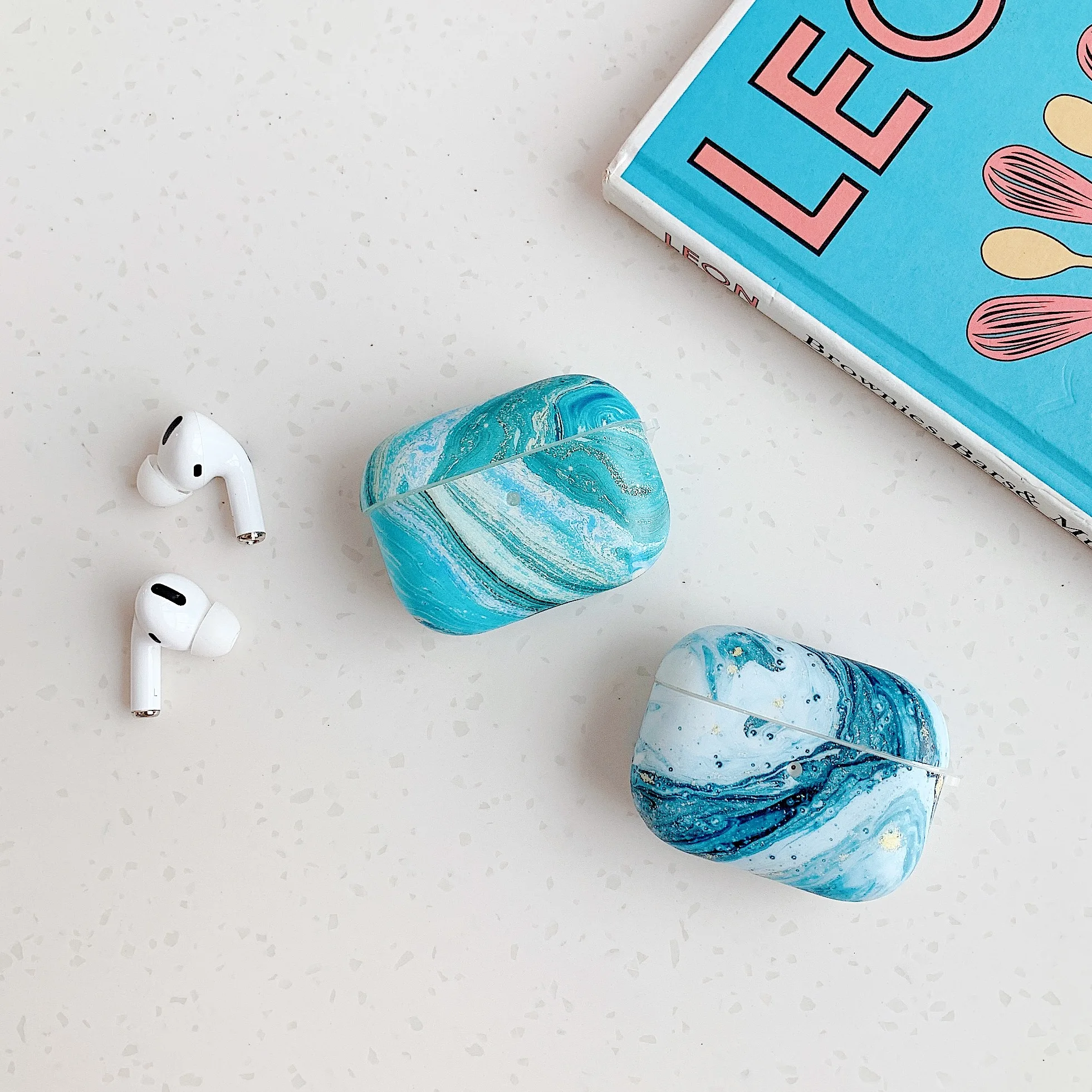 Чехол Marbles для наушников в скандинавском стиле Airpods 1 2 Air pods Pro 3 Матовый Жесткий