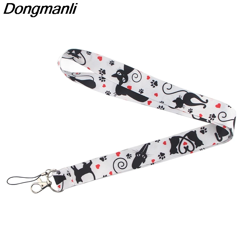 PC218 Black Cat Lanyards ID Badge Holder Card Pass Mobile Phone Straps Key Keychain | Мобильные телефоны и аксессуары