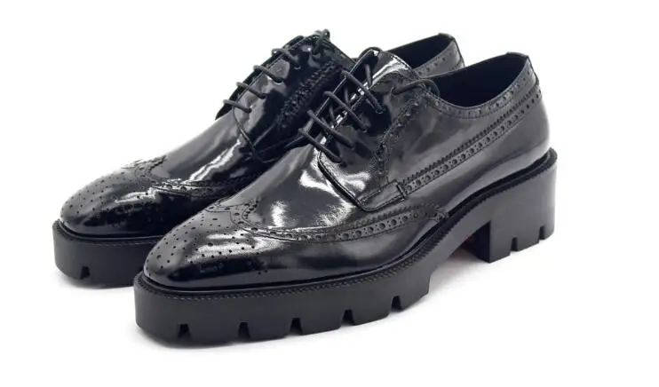 

New carved lace up formal wedding shoes handmade men shoes black Derby party shoes for men genuine leather fashion brogur shoes
