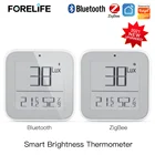 Датчик температуры и влажности Tuya Smart ZigBee, сенсор с поддержкой Bluetooth для умного дома, миниатюрный детектор яркости светильник света, управление через приложение