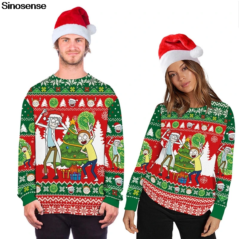 Красивый Рождественский свитер для мужчин и женщин Свитера с длинными рукавами