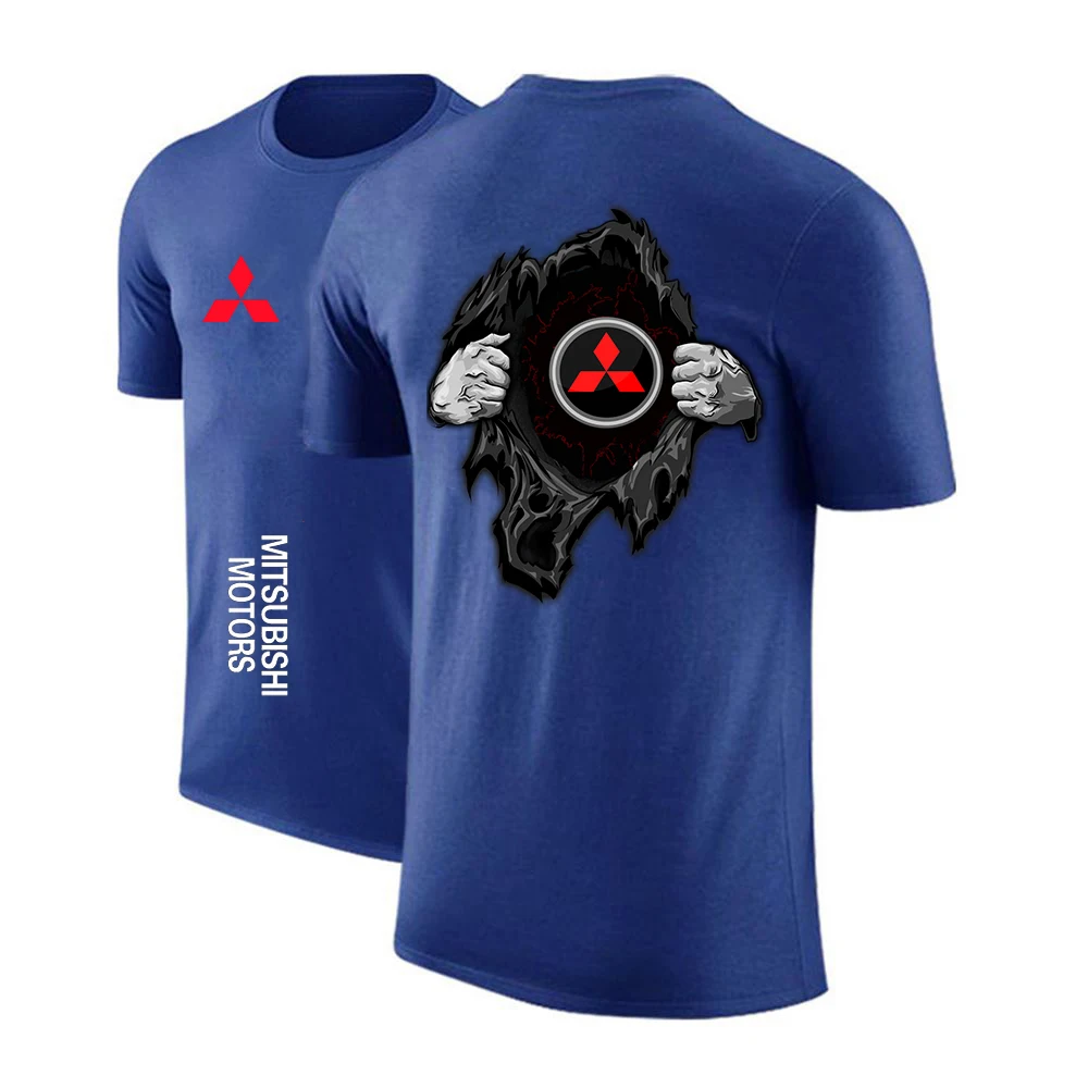 

2021New Summer Mitsubishi Car Logo Comfortable Print Short Sleeve Casual Tops Sweatshirts Leisure Men T shirt