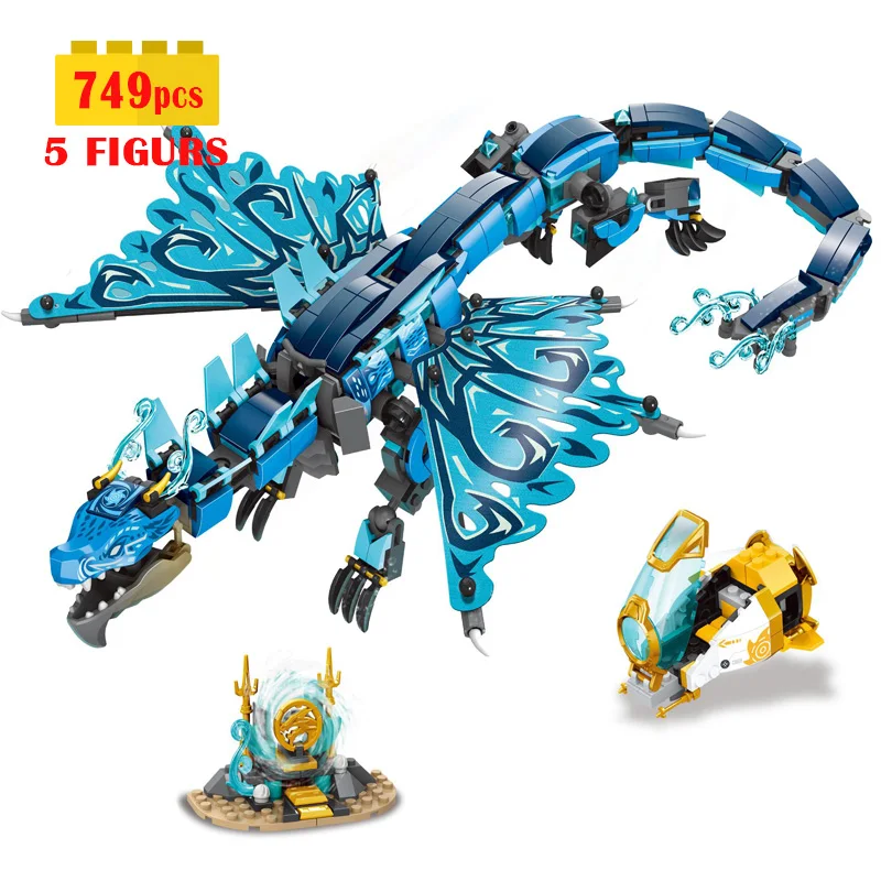 

Season 15 749pcs Blue Water Dragon Building Block Assembling Model Children's Toy Brick Construction Set for Boys Christmas Gift