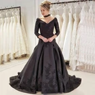 Черное атласное фото для невесты 2022 сексуальное винтажное платье невесты с открытой спиной и V-образным вырезом